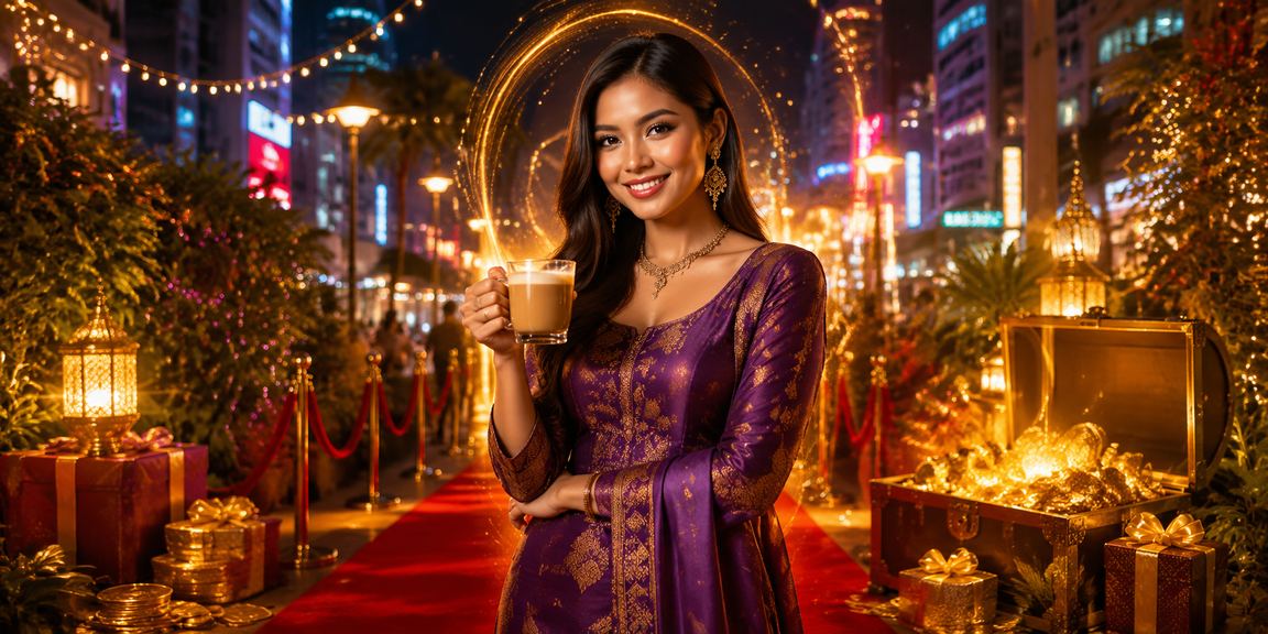 Suasana pertaruhan kasino gaya Malaysia di Kuala Lumpur malam hari